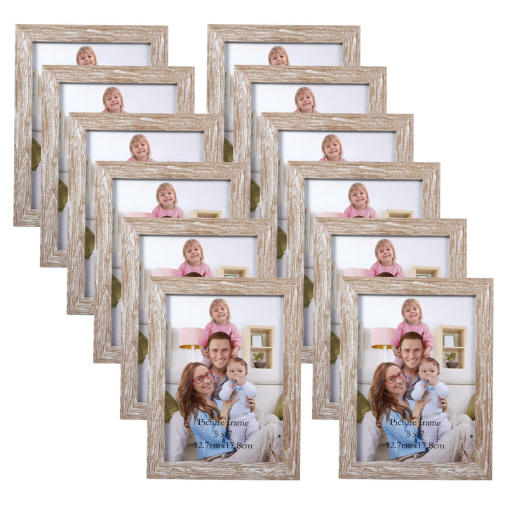 Giftgarden 12 Stück Bilderrahmen Set 13x18 cm - Moderne Beige Holzmaserung Fotorahmen Collage für 18