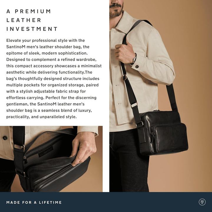 Maxwell Scott - Luxus-Messenger-Schultertasche aus Leder mit robustem Gurt für Herren - Handgefertig