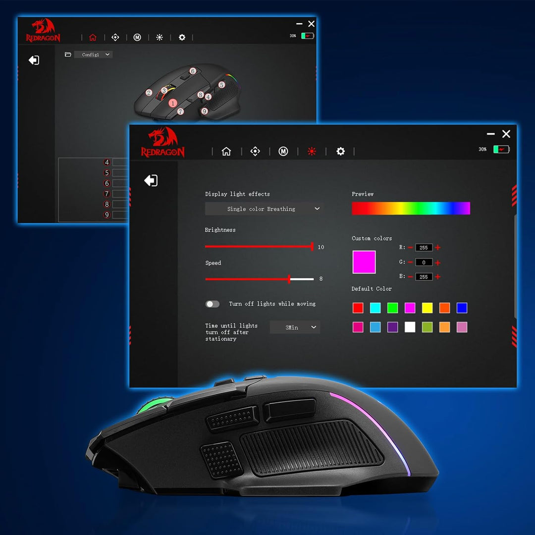 Redragon M925 PRO Kabellose Gaming-Maus, 26.000 DPI Optisch RGB Maus 10 programmierbaren Tasten, ult