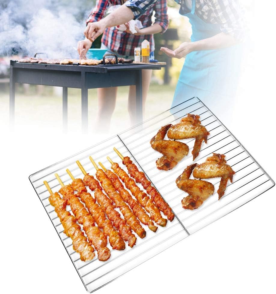 MAGT Grillrost Edelstahl, Silber Edelstahl Langlebiger Antihaft Grillgitter für Grossen Grillofen(30