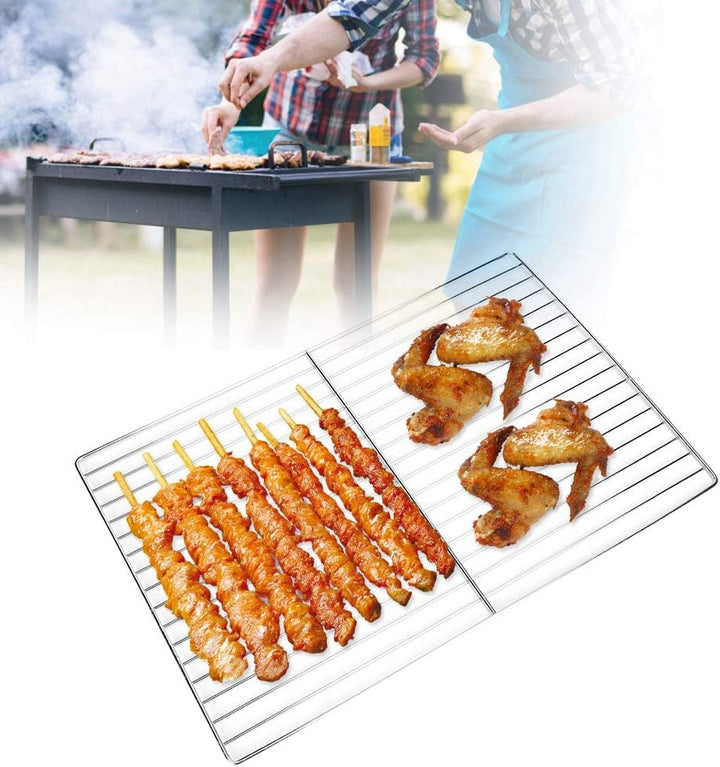 MAGT Grillrost Edelstahl, Silber Edelstahl Langlebiger Antihaft Grillgitter für Grossen Grillofen(30