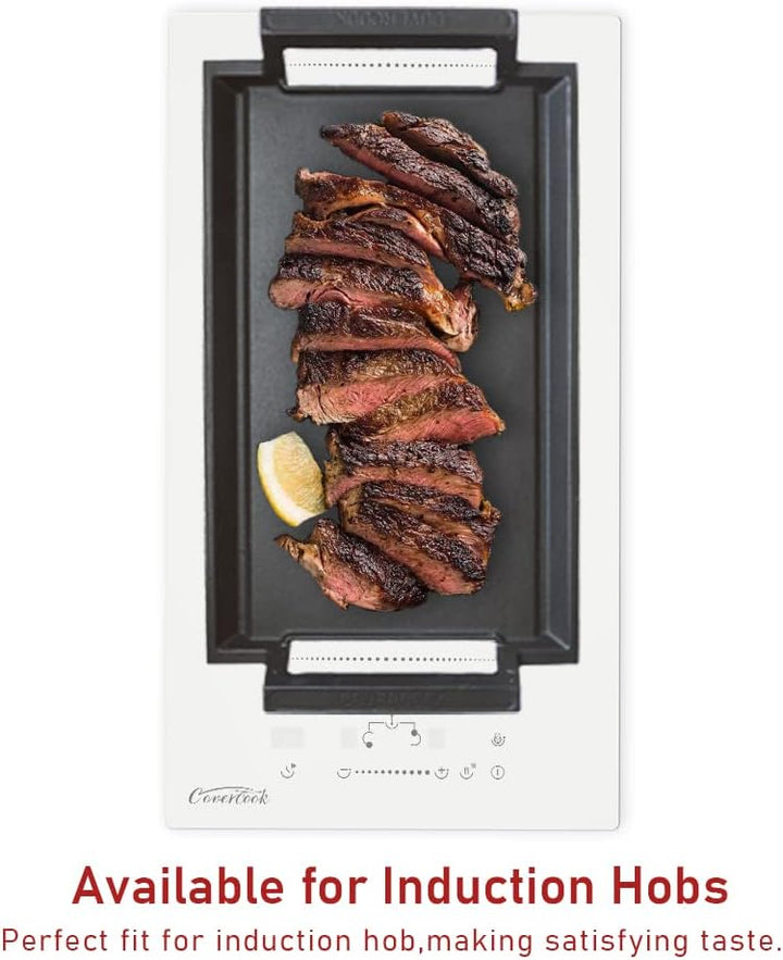COVERCOOK Grillpfanne aus Gusseisen, Grillpfanne, Rechteckiger Grill, 43 x 23 cm, Flache Grillplatte