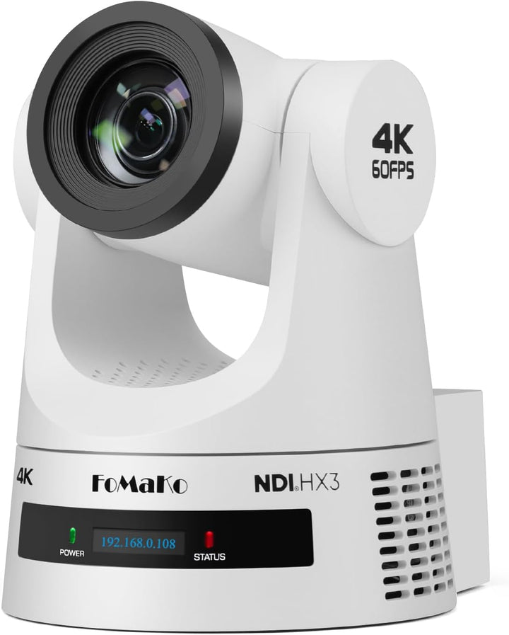 FoMaKo 4K 60FPS NDI HX3 PTZ Kamera, 20x Optischer Zoom, Gen 3 KI Auto-Tracking, 3G-SDI/HDMI/NDI/USB/