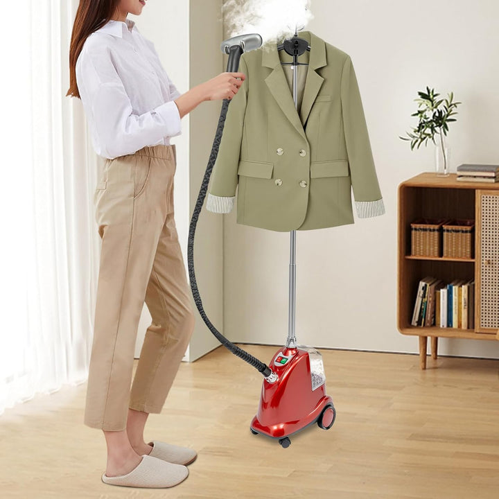 Vertikaler Steamer & Dampfglätter 2200W, Einstellbare Stand Dampfbügler mit 3L Wasserspeichertank, 6