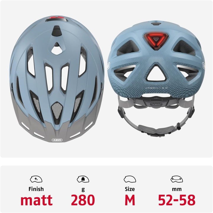 ABUS Stadthelm Urban-I 3.0 - Fahrradhelm mit Rücklicht, Schirm und Magnetverschluss - für Damen und