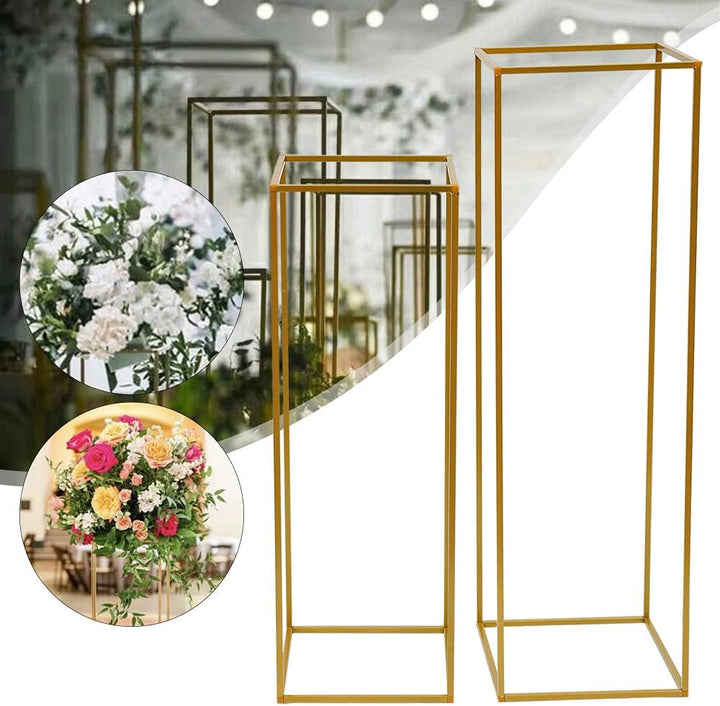 KEESUNG 2 Stück Gold Metall Blumenständer, Hochzeits Pflanzenständer Hintergrund Dekor Hochzeitsblum