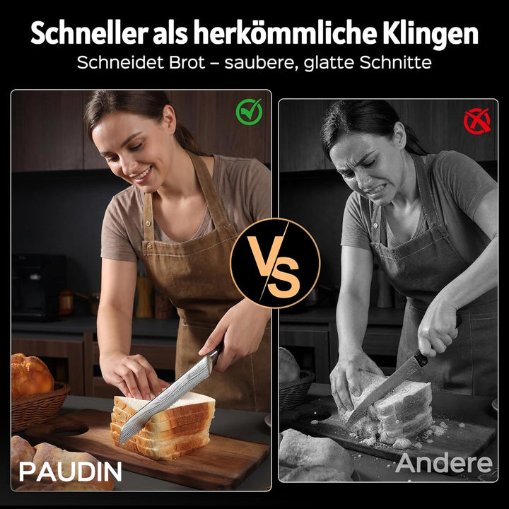 PAUDIN Profi 20cm Brotmesser mit Wellenschliff aus Hochwertigem Rostfreier Edelstahl, Extra Scharfe