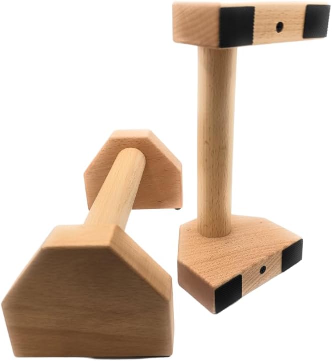 „Liegestütze Griffe aus Buchenholz – Push Up Bars gelenkschonend, rutschfest & ergonomisch – Holz Pu