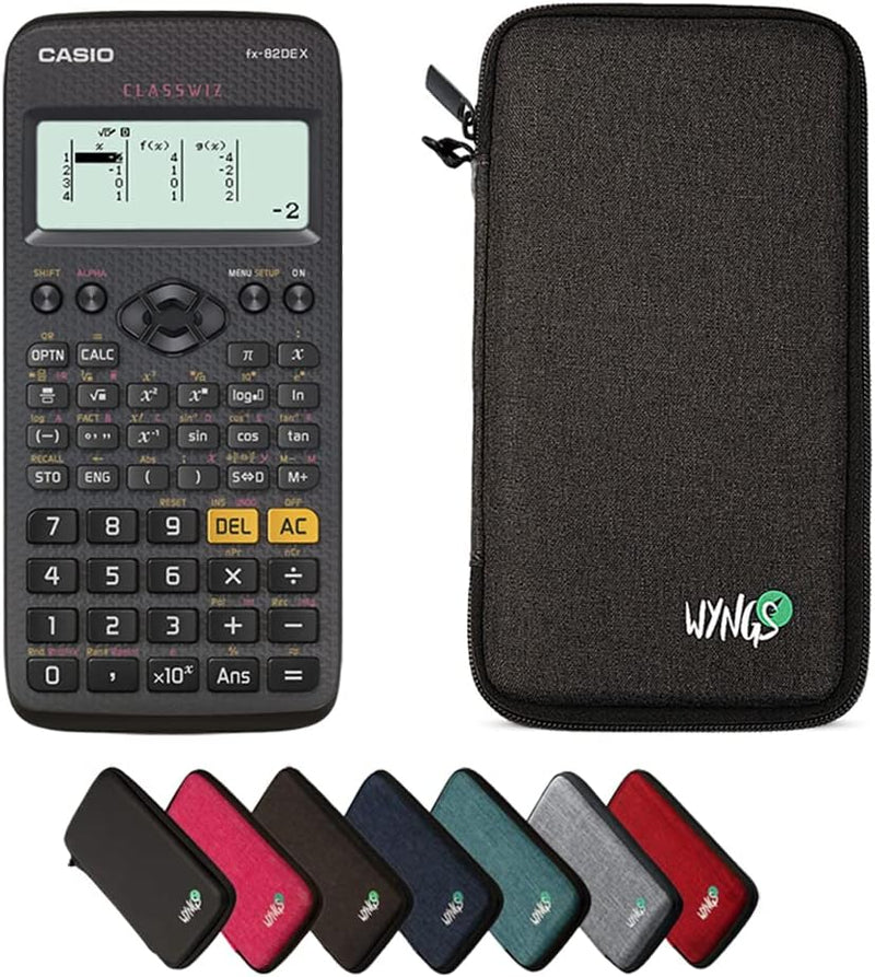 CALCUSO Sparpaket: Casio FX-82DE X technisch-wissenschaftlicher Taschenrechner + WYNGS Schutztasche