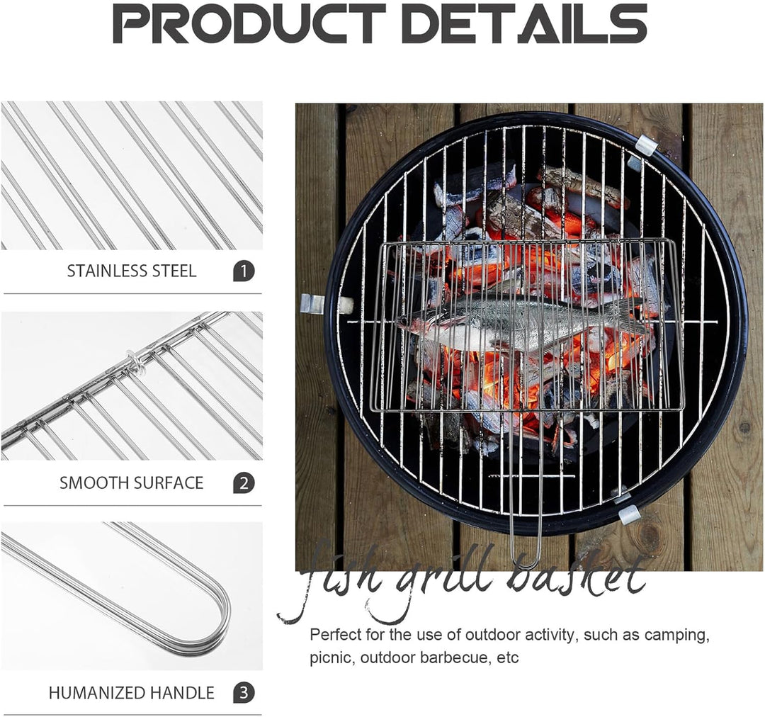 Toyvian Edelstahl Grillkorb Fischgrillkörbe Runder Grillrost Aus Edelstahl Für Gemüse Burgern Campin