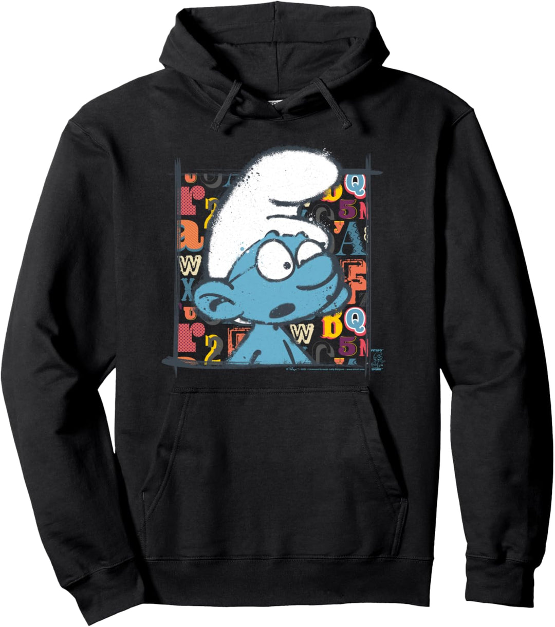The Smurfs Schlumpfe Brainy Alphabet Background Pullover Hoodie