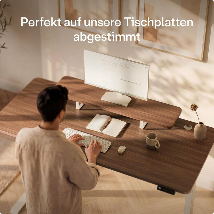 Desktronic Monitorstaender – Ergonomische Monitorerhoehung, 114 x 28 x 12,8 cm, 30 kg, 1-2 Monitore,
