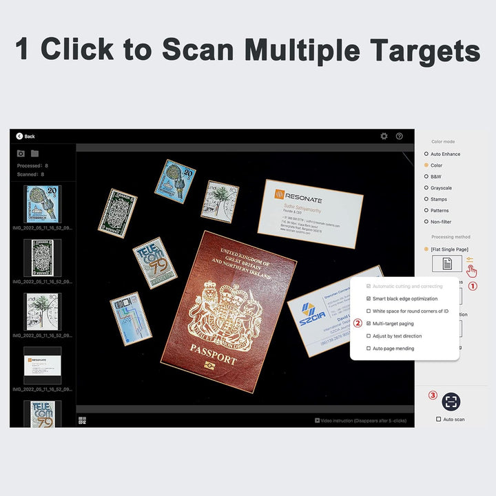 CZUR 8MP USB-Dokumentenkamera und Visualizer, A4 Dokumentenscanner tragbarer Scanner, für Lehr- und