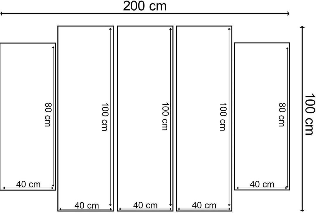 Feeby Frames, Leinwandbild Bilder Wand Bild - 5 Teile - Wandbilder Kunstdruck 200x100 cm, Typ B