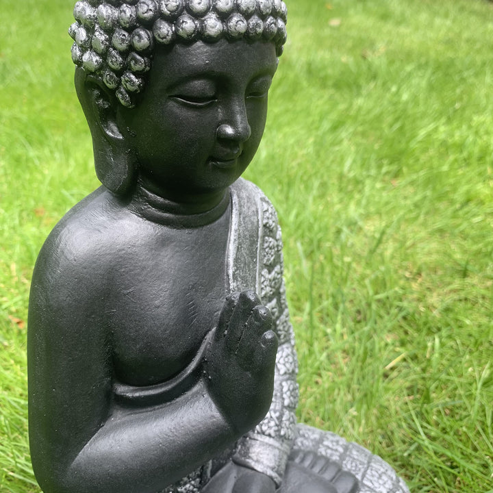 K&L Wall Art Sitzende Buddha Figur für Innen- und Aussenbereich 33cm Feng Shui Deko Kunststein Statu