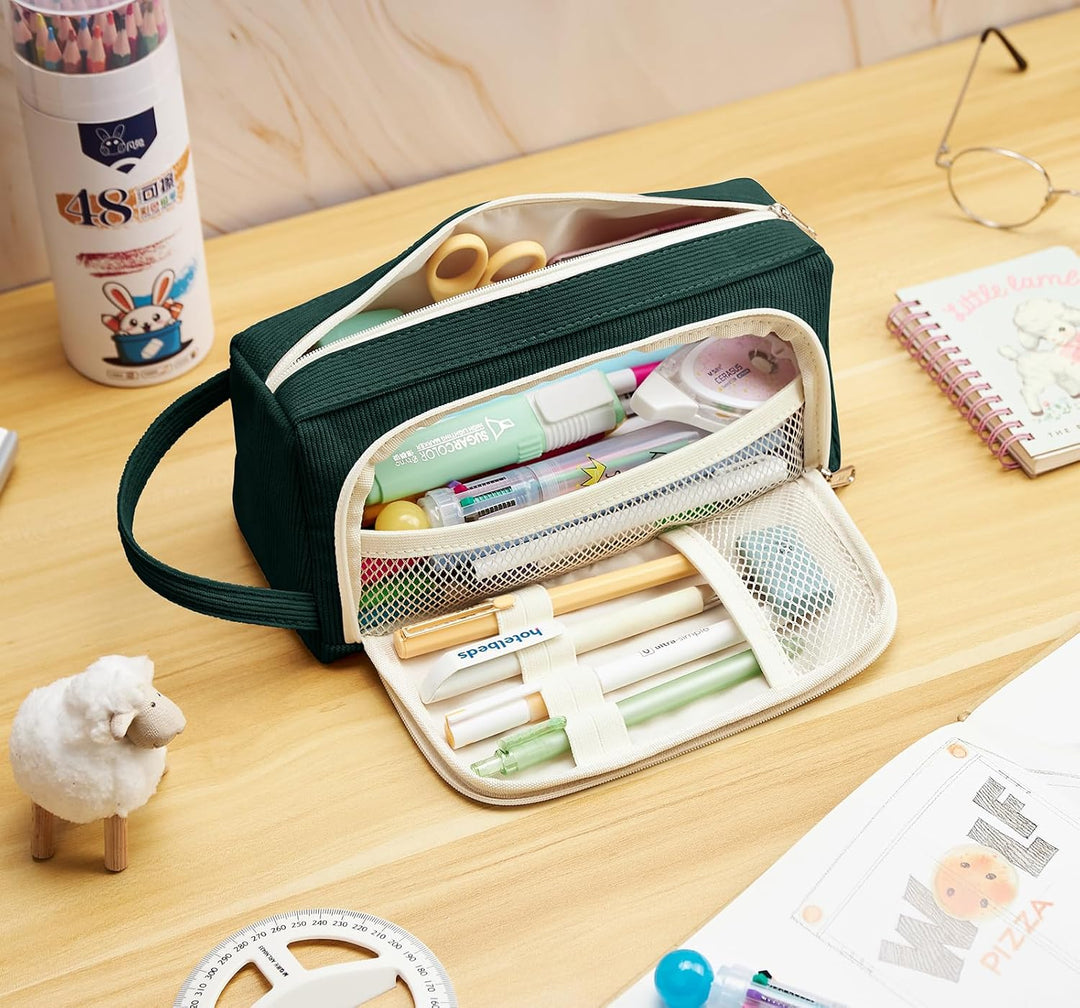 KALIDI Federmäppchen Mäppchen Federtaschen 2 Fächer, extra gross Pencil Case Stifte Etui Schule, Aes