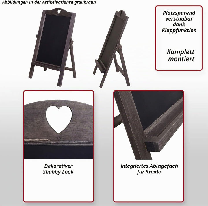 Werbetafel HWC-E51, Aufsteller Kreidetafel, 66x37x27cm Shabby-Look Vintage - weiss 66 x 37 x 27 cm W