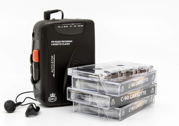 GPO Walkman tragbarer Retro Kassettenrecorder mit integriertem Lautsprecher und Mikrofon, FM-Radio,