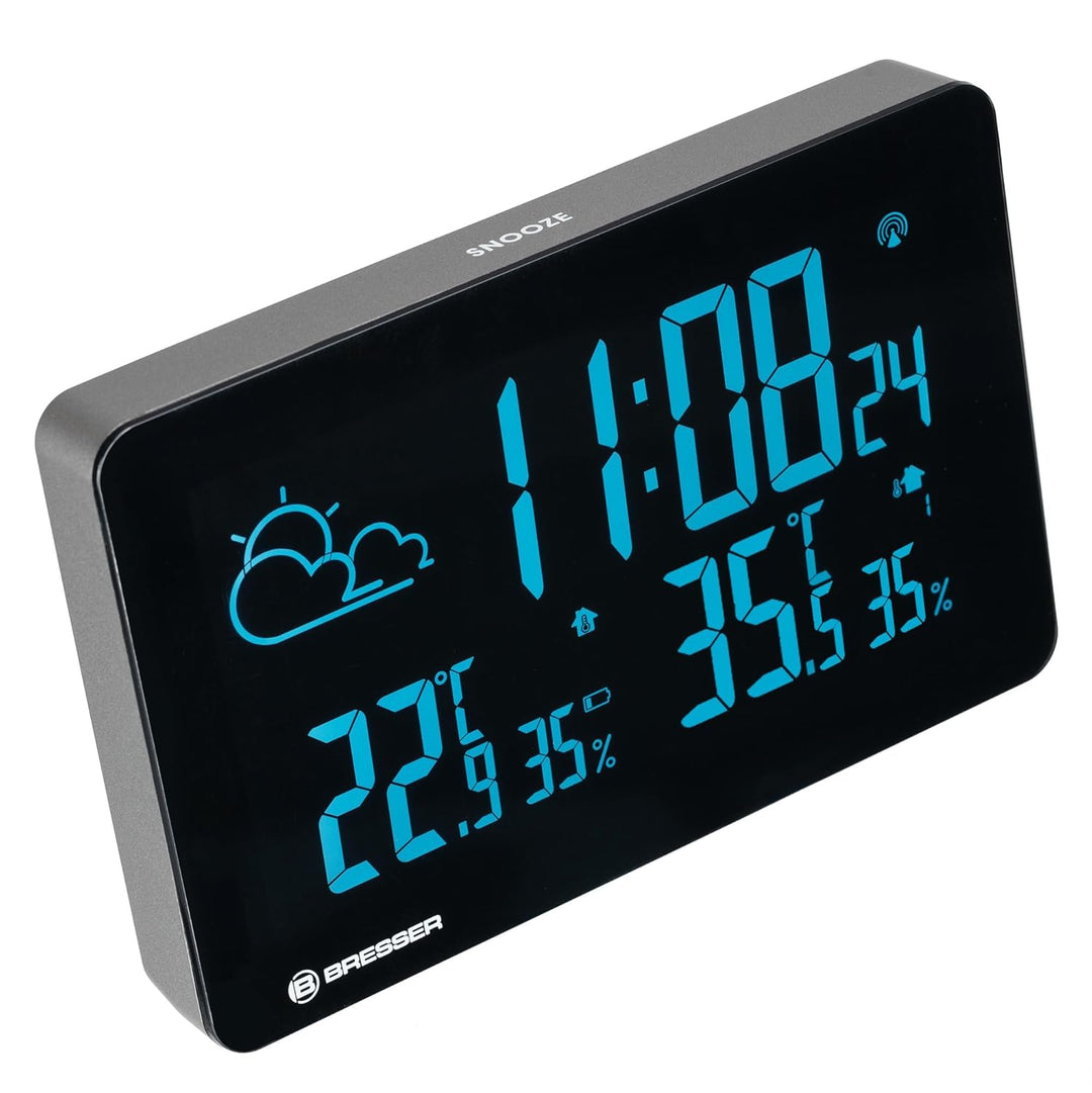 Bresser Funkwetterstation mit Farbwechsel, 256 Displayfarben, Wettervorhersage, Thermo-Hygrosensor,