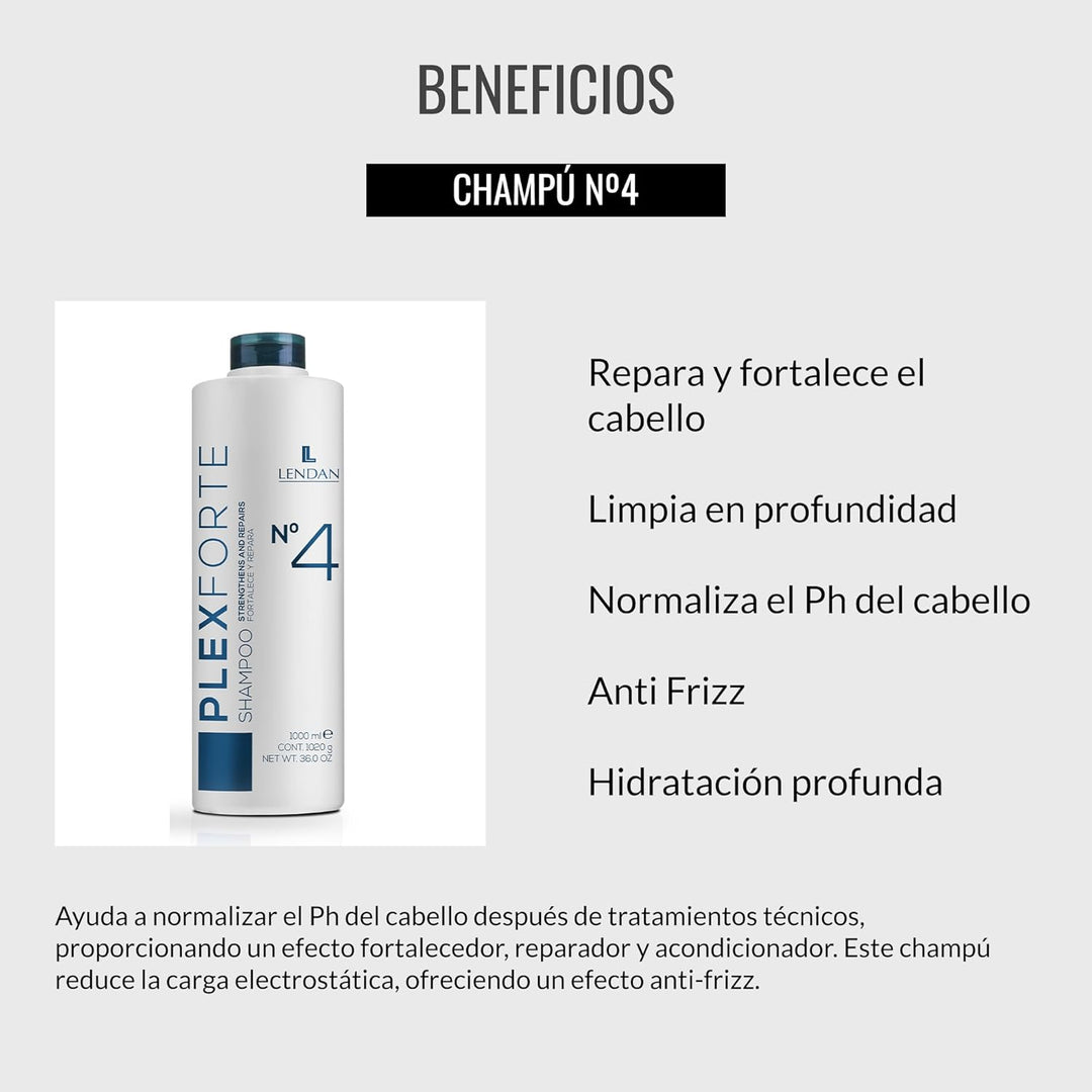 Lendan Plex Forte Shampoo Nr. 4 Stärkt und repariert 1000 ml süss 1.00 l (1er Pack), süss 1.00 l (1e