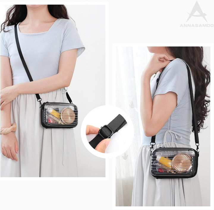 Mini Koffer Umhängetasche, Kleiner Koffertasche Handtasche Innentaschen Kosmetiktasche Hardcase mit
