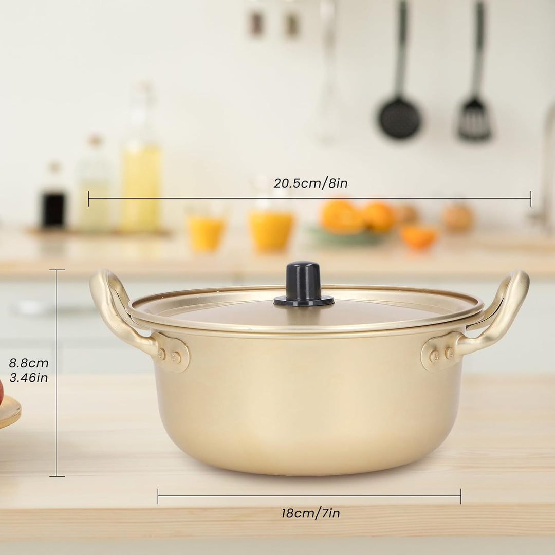 Koreanischer Ramen-Topf Koreanische Ramen-Nudelpfanne Aluminium Tragbarer Ramen-Topf mit Deckel Ramy