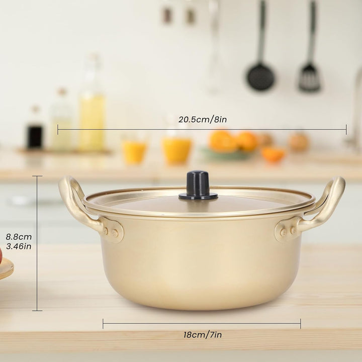 Koreanischer Ramen-Topf Koreanische Ramen-Nudelpfanne Aluminium Tragbarer Ramen-Topf mit Deckel Ramy