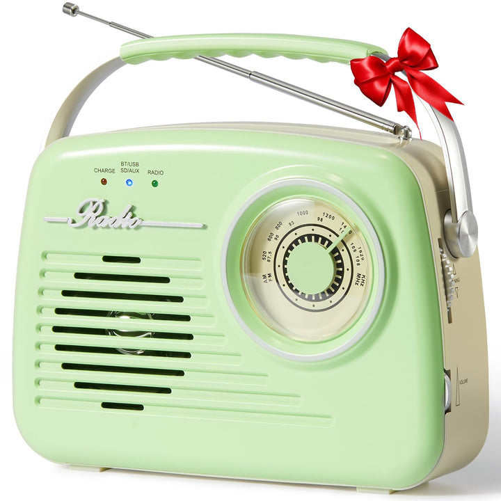 Radios Portable Am Fm, Kleine Retro Vintage Radio Bluetooth, AA-Batterie betriebene Radio oder Steck