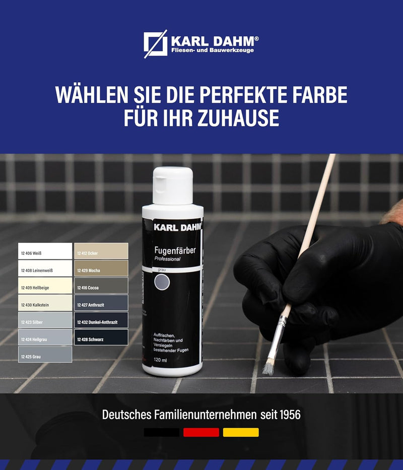 Karl Dahm – Fugenfärber-Set Weiss im Koffer I Fugenreparatur-Set mit Fugenfärber 120 ml (Fugenfarbe