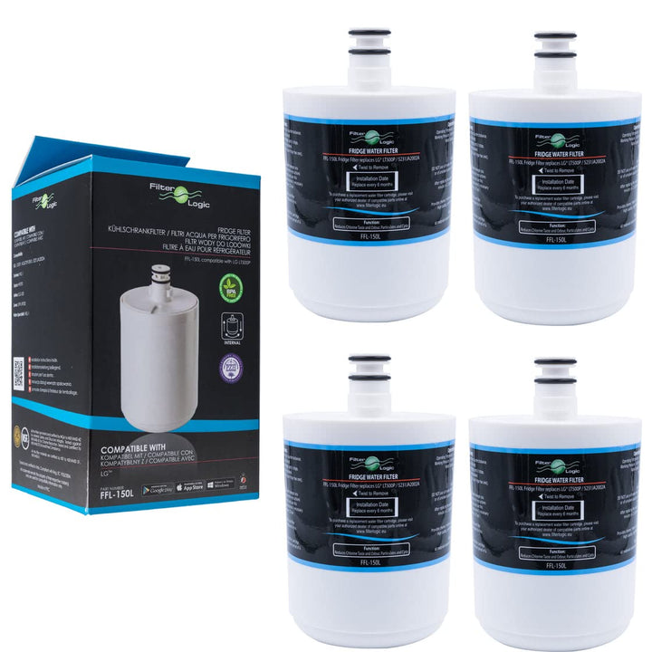 FilterLogic FFL-150L | 4x Wasserfilter für LG mit ADQ72910901 LT500P Filter | Für LG Side-by-Side Kü