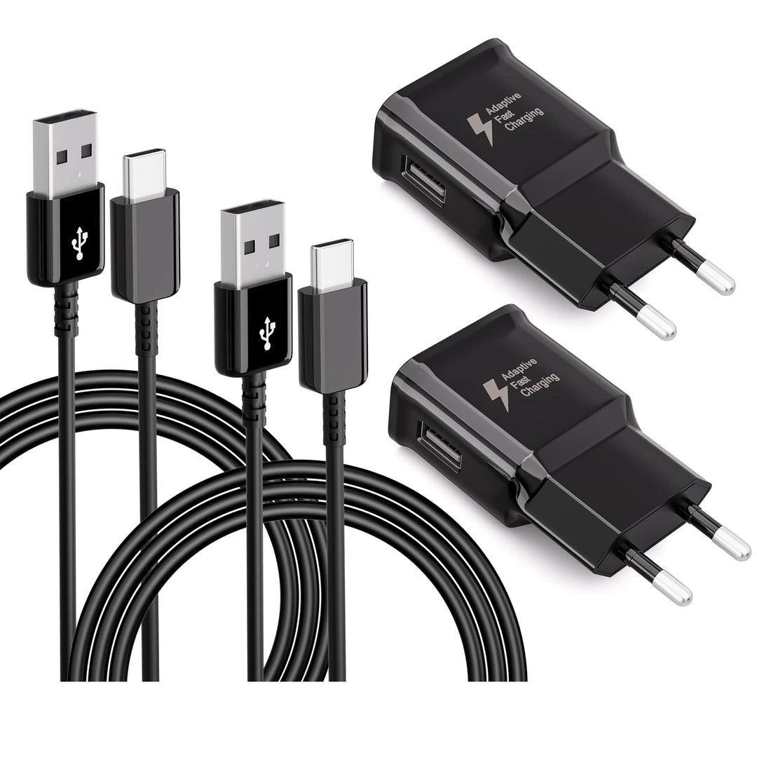 2-Pack Adaptives Schnell-Ladegerät, Schnellladegerät Netzteil mit USB C Ladekabel für Samsung Galaxy