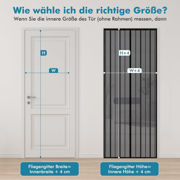 Sekey Magnet Fliegengitter Tür Vorhang für Holz, Eisen, Aluminium Türen und Balkon (165x235 cm, Schw