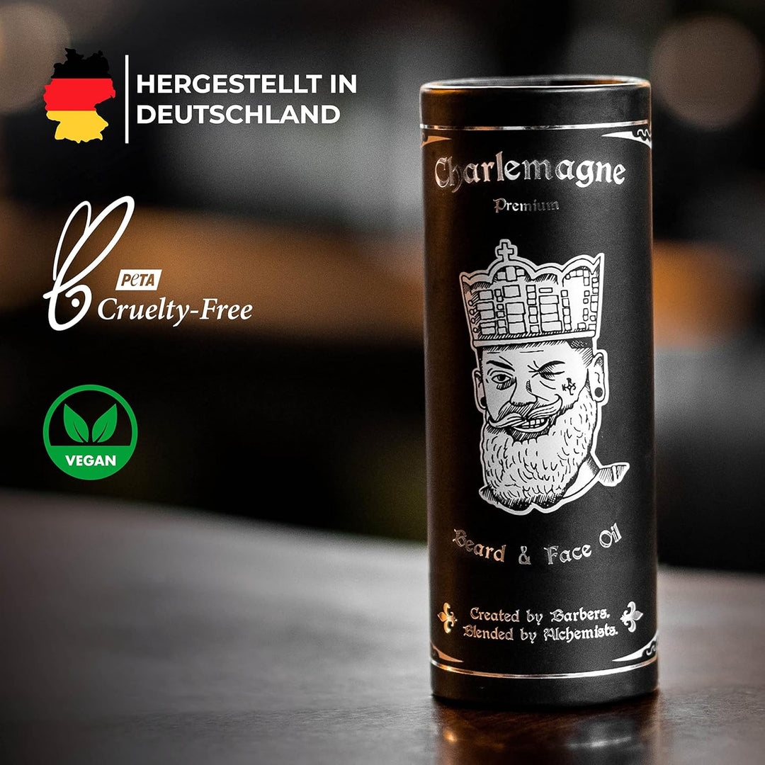 Charlemagne Bartöl - Vegan Bartöl Leather Duft - Bart Öl Made in Germany Bartöl Herren - natürliches