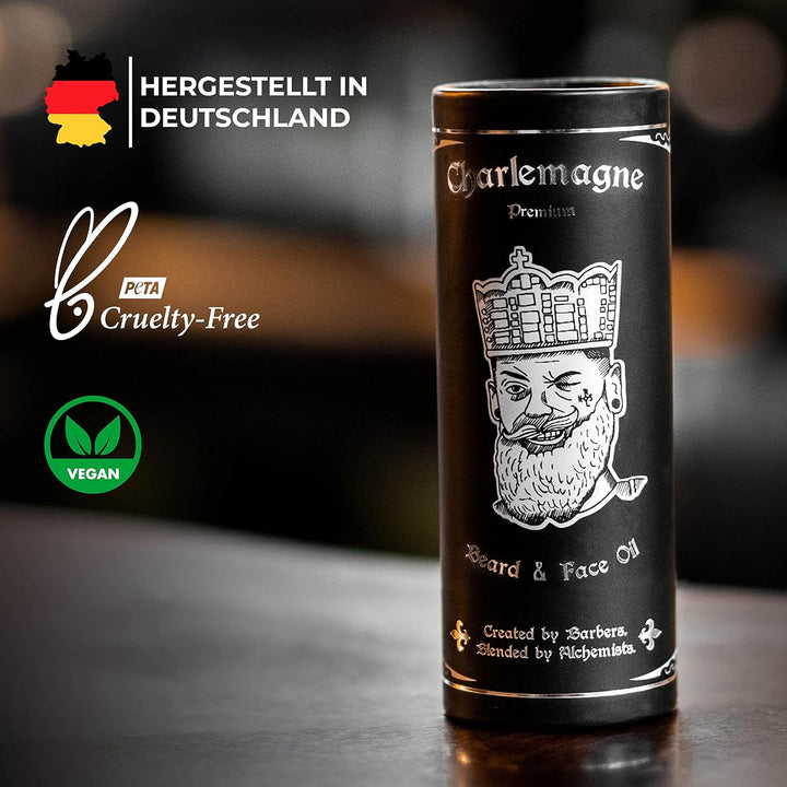 Charlemagne Bartöl - Vegan Bartöl Leather Duft - Bart Öl Made in Germany Bartöl Herren - natürliches