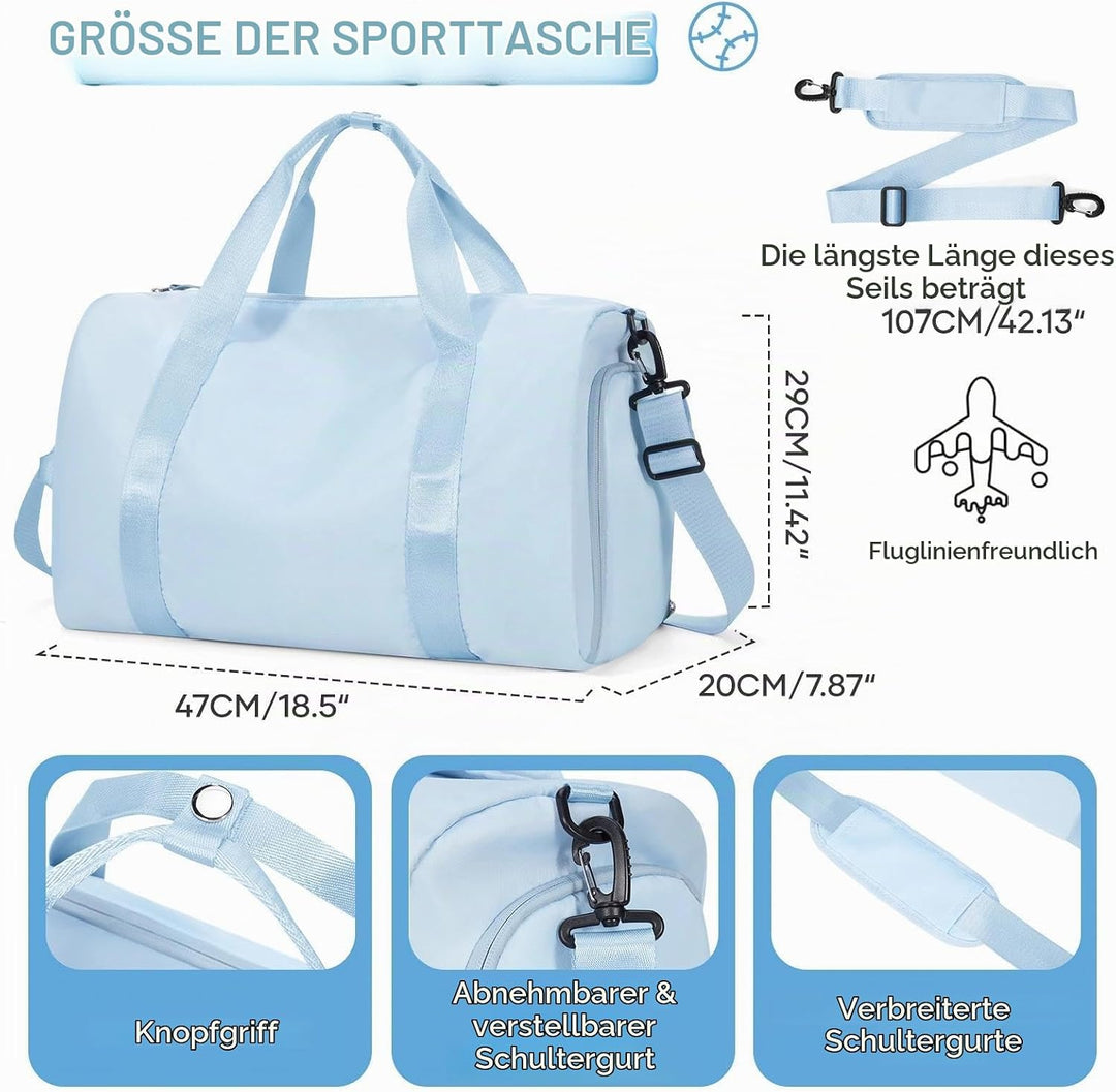 HYC00 Sport Duffel Bag Damen Herren Sporttasche mit Nassfach &amp; Schuhfach Reise Duffel Bags Übernacht