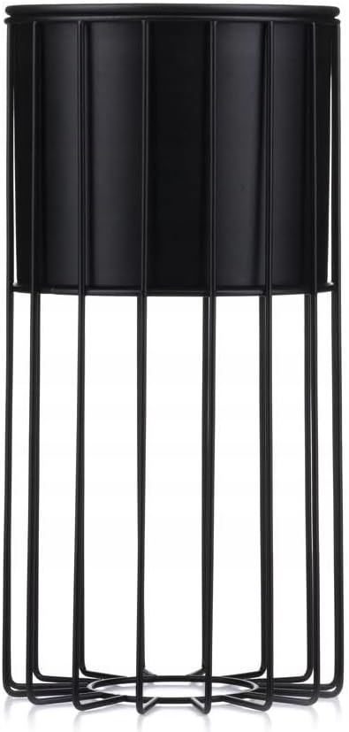 Moderne Blumenständer Metall 42 cm Hoch mit Schwarz Blumentopf Rund 19 cm Ø auf Robuste Ständer - Pf