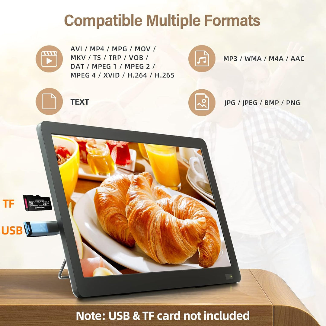DESOBRY 14.1 Zoll Tragbarer Fernseher mit DVB-T2 HD Antenne & 3000mAh Akku, Full HD HDMI/USB/AV Ans