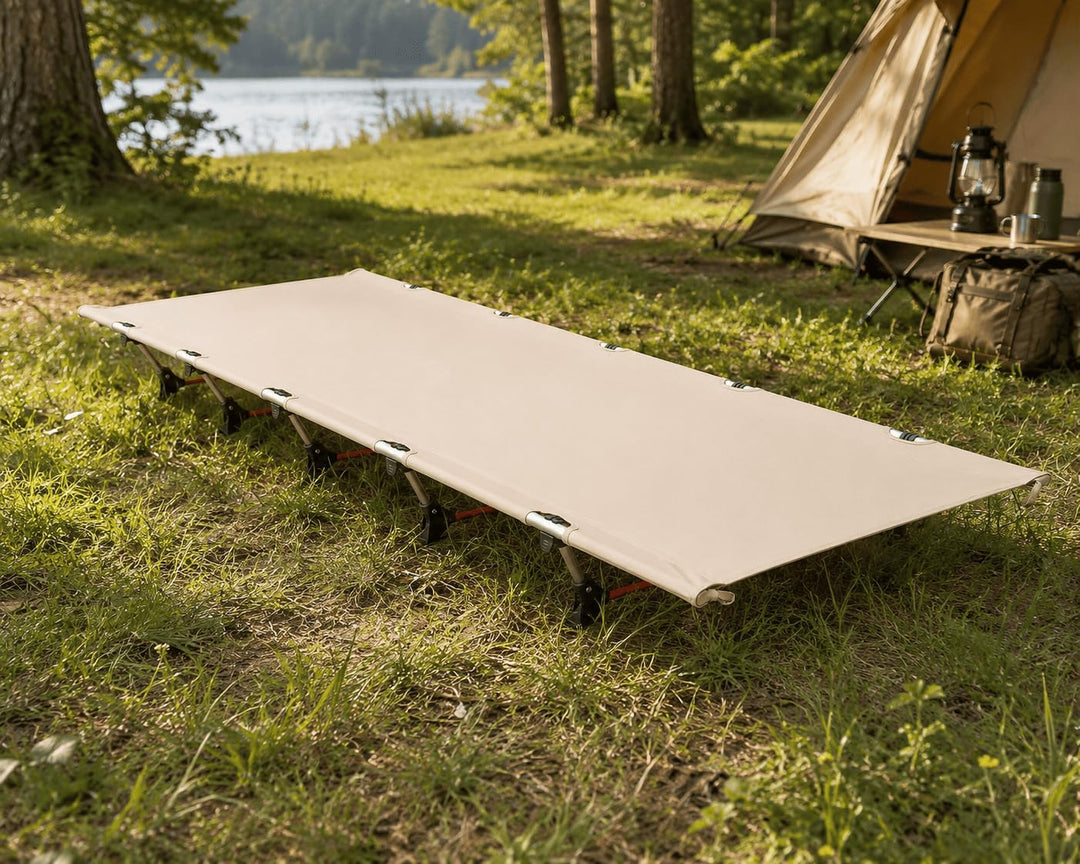 MidGard hochwertiges Feldbett, ultraleichtes Outdoorbett, klappbares Campingbett aus Aluminiumlegier