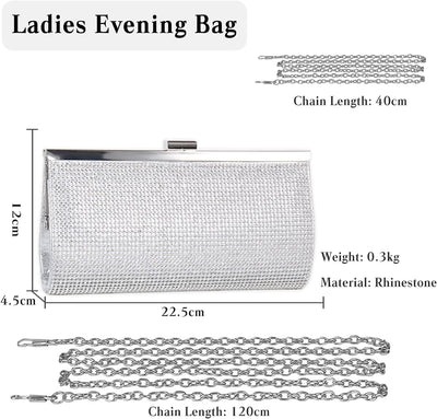 CORIOS Abendtasche Damen Strasssteine Clutch Bag Strass Handtasche Diamant Klein Tasche Kette Elegan