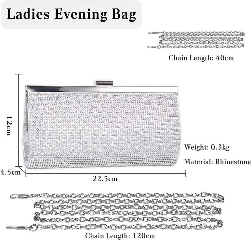 CORIOS Abendtasche Damen Strasssteine Clutch Bag Strass Handtasche Diamant Klein Tasche Kette Elegan