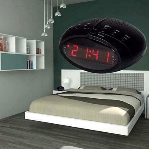 DISCORAMA Digitaler Radio-Wecker mit LED-Display, UKW-Radiowecker mit Schlummerfunktion, digitaler F
