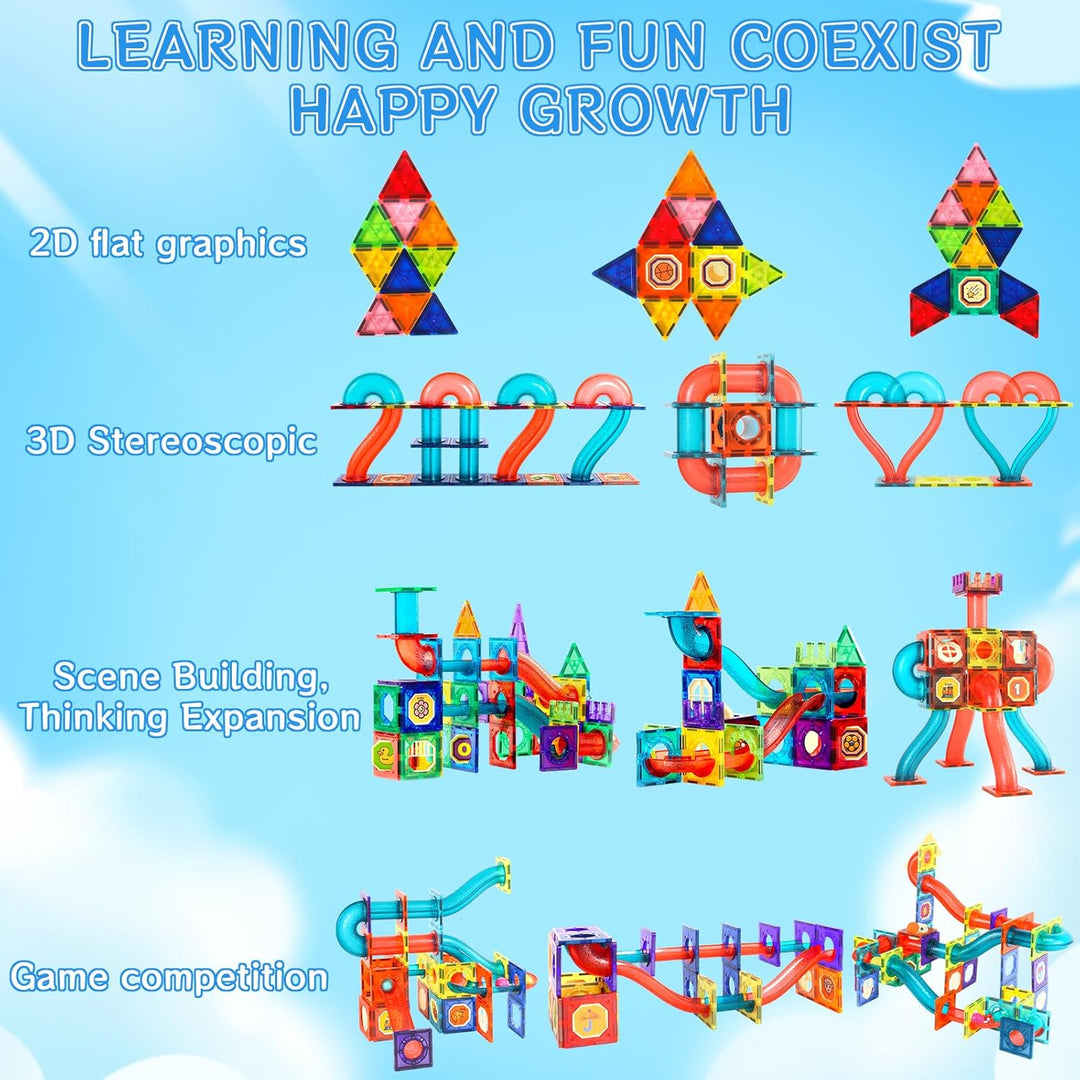 AQXONG 74 Pcs Magnetisches Bauspielzeug mit Rohren, Montessori Spielzeug für Kinder, Pädagogische Ba