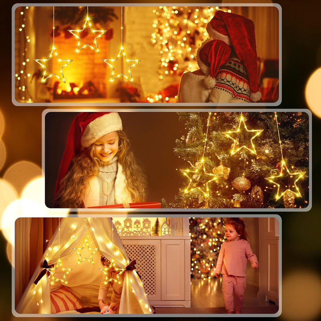 GlobaLink 3er Weihnachtsstern Beleuchtung, LED Weihnachten Fensterdeko Batteriebetrieben mit Timer u