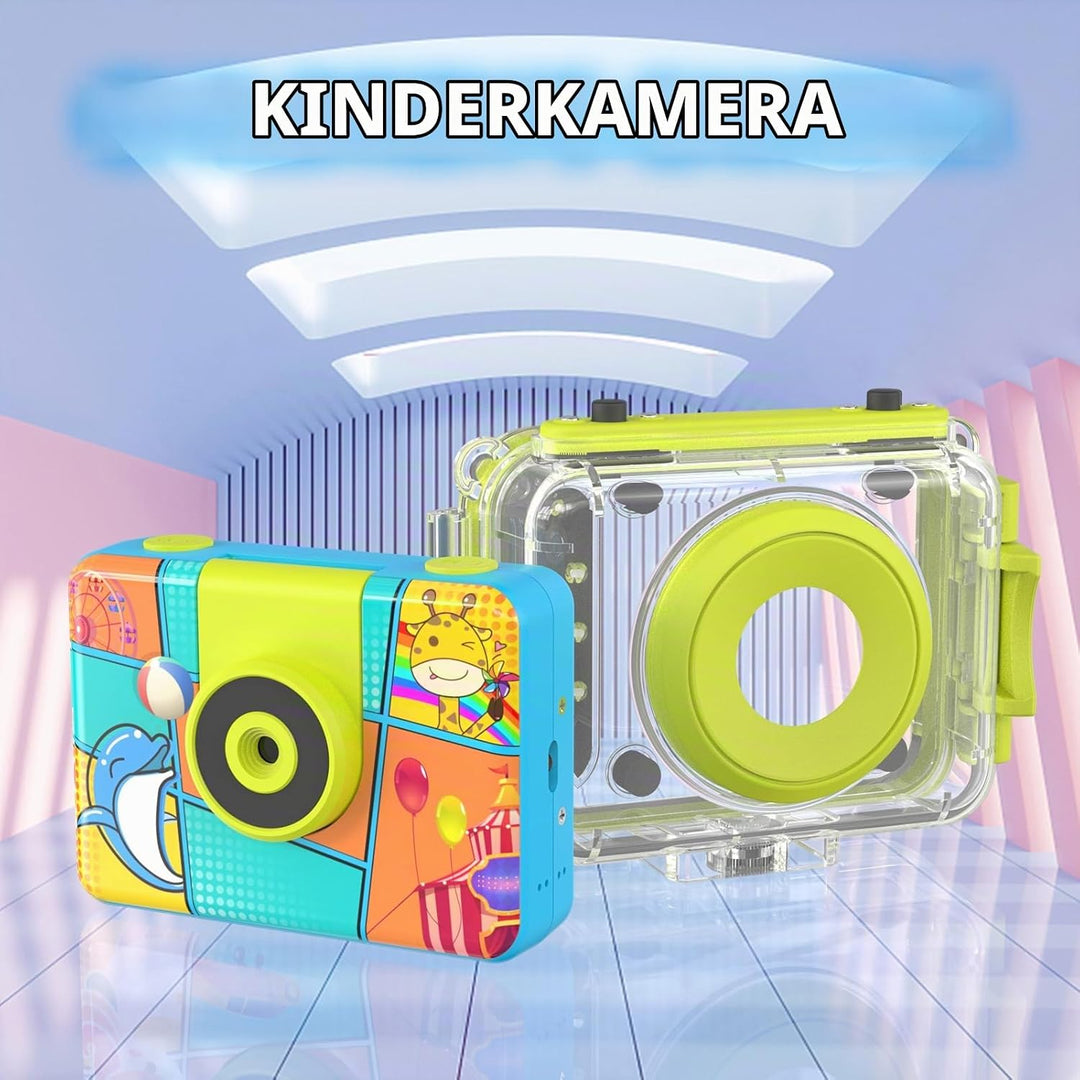 CHAKEYAKE Kinderkamera, 1080P HD Digitalkamera Kinder, Fotoapparat Wasserdicht Kamera Kinder für Out