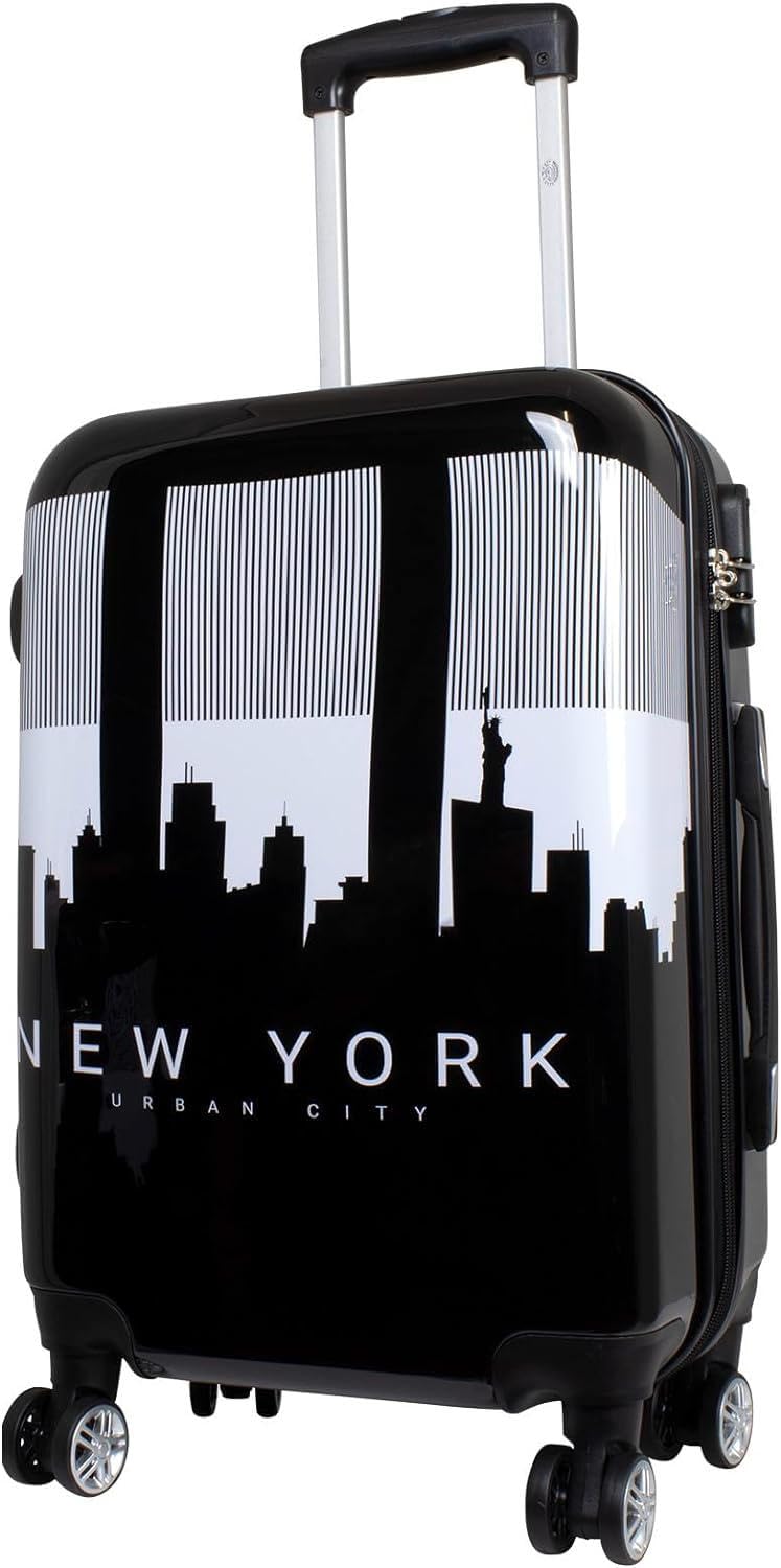 Hartschalen Koffer Trolley mit hochwertigem Motiv Print NY Skyline Handgepäck, Grösse M