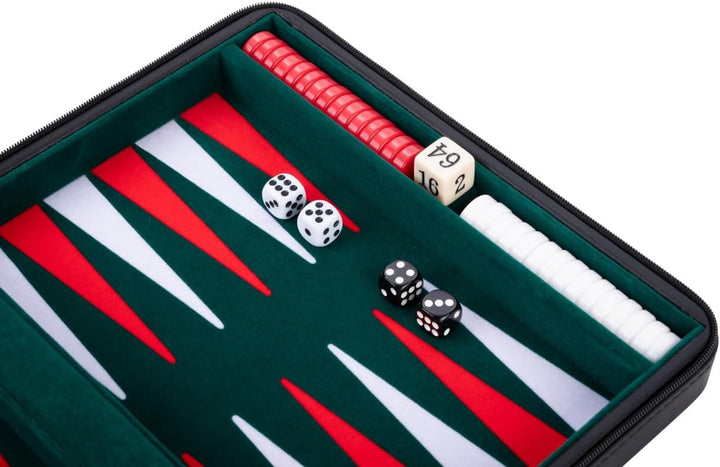 Engelhart- 250502 – Reisetasche Backgammon-Reisespiel 9 Zoll grün rot weiss, 9 Zoll Grün Rot Weiss