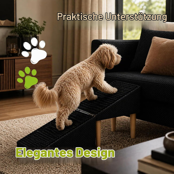 Outentin Hundetreppe Klappbar – rutschfeste Hunderampe &amp; Weiche Haustiertreppe für Kleine &amp; Grosse H