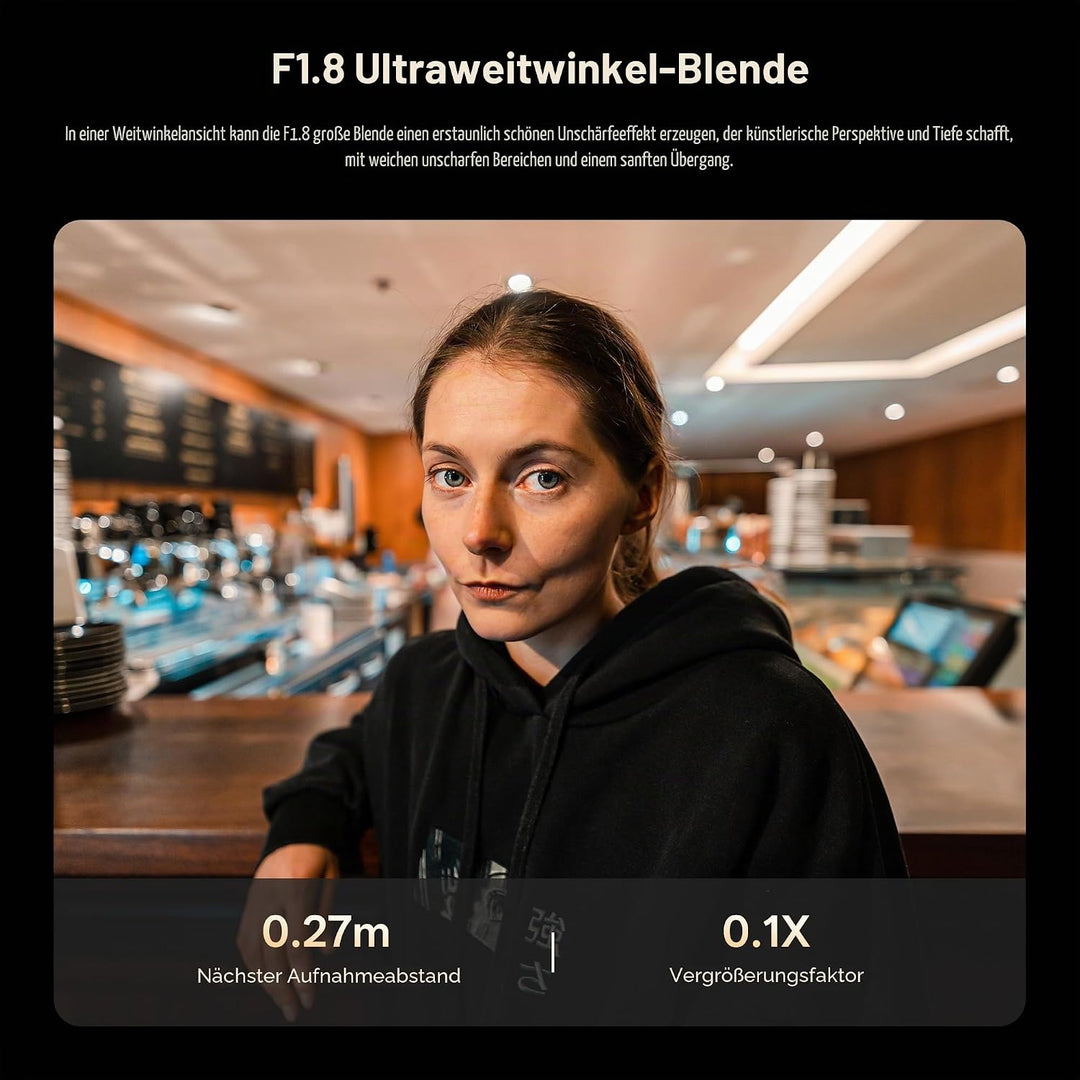 VILTROX AF 16mm F1.8 FE Objektiv für Sony E Mount, grosse Blende F/1.8 Vollformat-Weitwinkelobjektiv