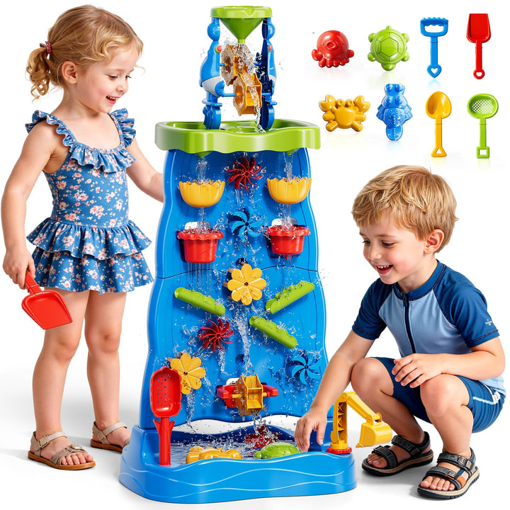 Ci Vetch Wasserfall-Sand- und Wasser-Spieltisch für Kleinkinder, Sommer-Outdoor-Wasserspieltisch mit