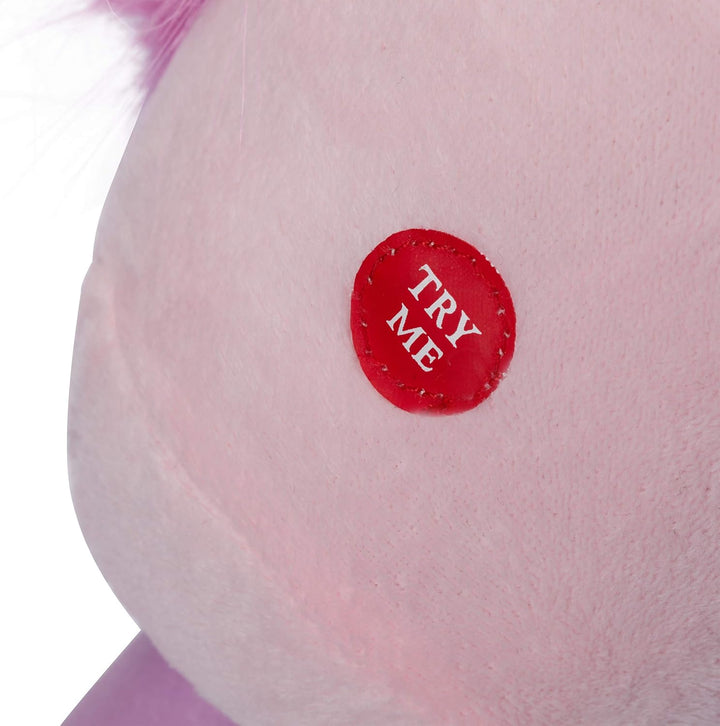 Relaxdays 10023852 Steckenpferd Einhorn, mit Sound, aus Holz & Plüsch, niedliches Stockpferd, Wieher